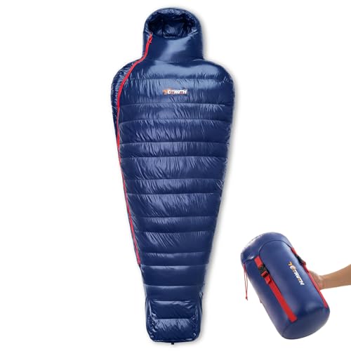 Yotruth Lightweight Down Mummy Sleeping Bag with 650-FP Duck Down, Ideal for Camping and Backpacking, Durable Ripstop Nylo...