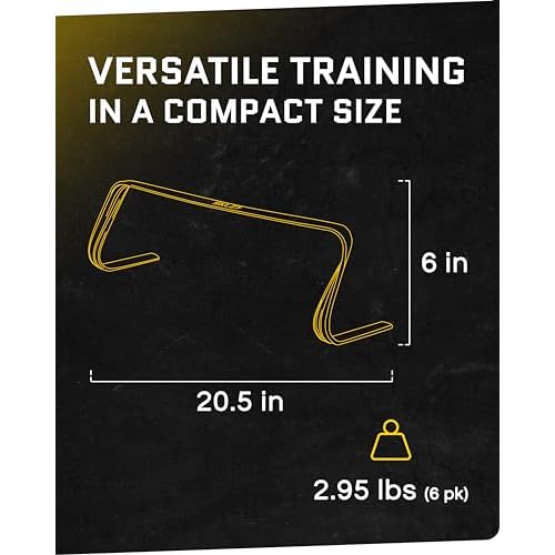 SKLZ 6X Ultra Durable Agility Hurdles - for Athletes of All Skill Levels,6pk of 6-in Tall Hurdles,Bright Yellow Color,Made of Durable, Composite Materials,Easy to Set up & Transport,Comes w/Carry Bag