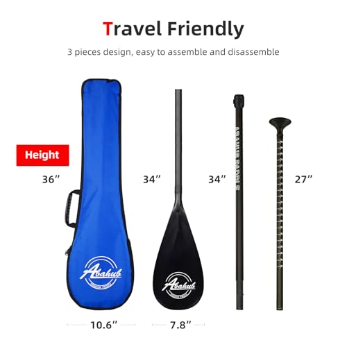 Abahub Carbon Fiber SUP Paddles, 1 x 3 Section Adjustable 67" - 86" Carbon Fiber Shaft, Lightweight Stand-up Paddle Oars f...