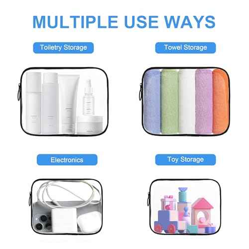 Clear Makeup Bag, 2 Pack TSA Approved Toiletry Bag for Travel Size Toiletries, Quart Size Clear Cosmetic Organizer bag for Women Men, Carry on Airport Airline Compliant Bag(Black-2pcs)