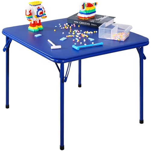 Folding Square Table, Card Table with Vinyl Padded Top, Foldable Activity for Indoor/Outdoor Use, Perfect for Picnic, Play...