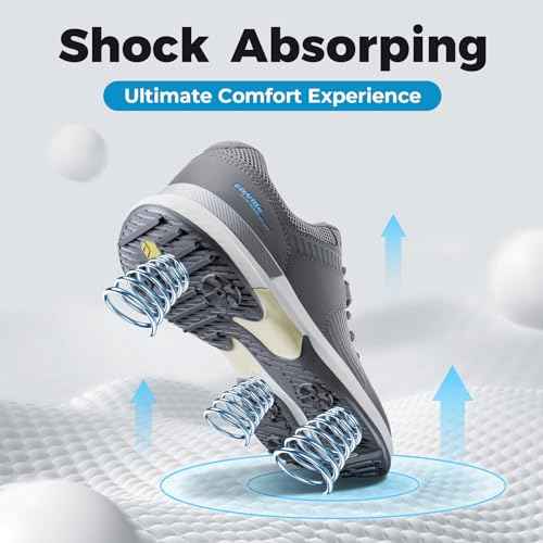 FitVille Wide Men's Golf Shoes Waterproof, Professional Outdoor Spiked Golf Shoes for Men with Arch Support(Gray, 10 Wide)