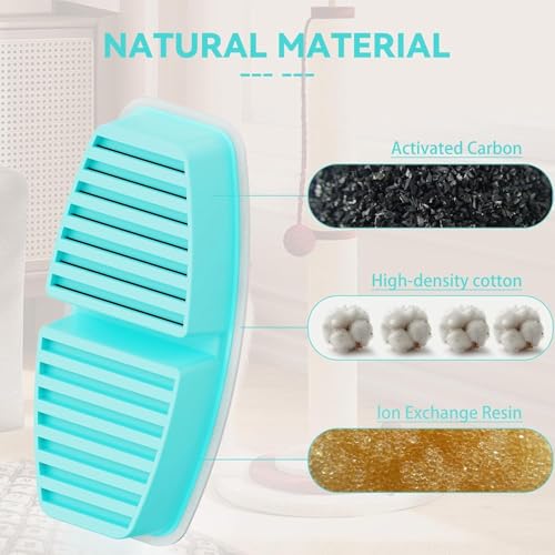 Official POOEKEN 12 Packs(6 Filters + 6 Sponges) for B3 Battery Cat Water Fountain, Cat Fountain Replacement Filters with ...