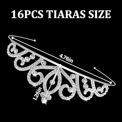 Tihebax 16 Pcs Tiaras Crowns Headbands for Women Girls Silver Princess Tiara Bulk Crown Tiaras Rapunzel Crown for Wedding ...