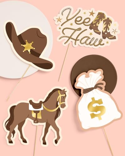 xo, Fetti Western Photo Booth Props - 24 Count | Kids Rodeo Party Backdrop, Birthday Background Decorations, Hoedown Bache...