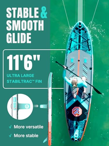 Niphean PRO (Extra Large) Inflatable Paddle Board, 11'6" Stand Up Paddle Board with Pressure Gauge, Inflatable Seat, Multi...
