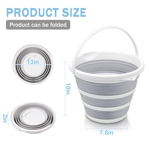 2-Pack Collapsible Buckets - 2.6 Gallon (10L) Large Capacity, Essential for RV, Garden Cleaning, Car Washing, Camping, Fis...