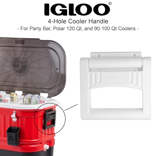 Igloo Rugged 4-Hole Cooler Handle & Bracket - Made in The USA - for Party Bar, Polar 120 Qt, and 90-100 Qt Sized Ice Chest...