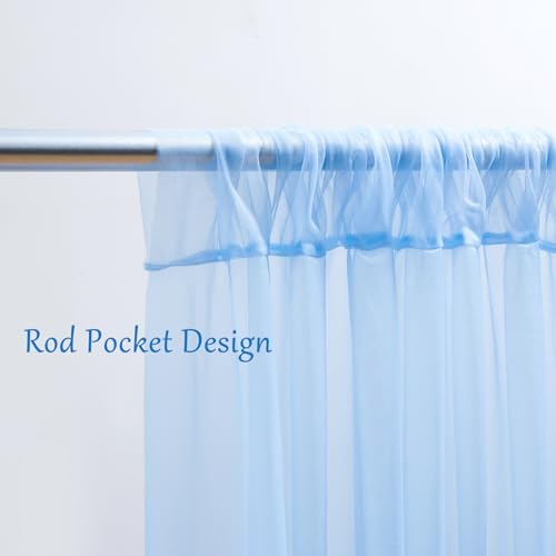 10x10 Blue Tulle Backdrop Curtains for Parties, Sheer Backdrop Curtain Wedding Photo Background Drapes for Baby Shower Pho...