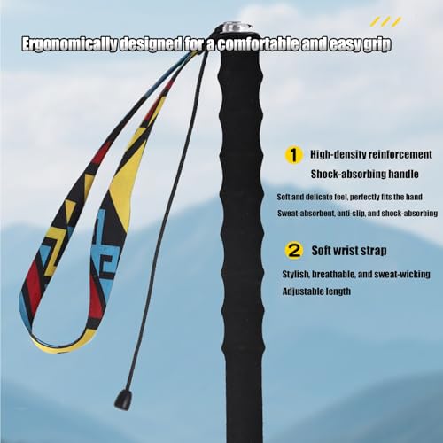 Set of 2 Folding Hiking Poles, Ultralight Collapsible Carbon Fiber Hiking Poles, EVA Foam Grip, with Anti-Shock and Quick ...