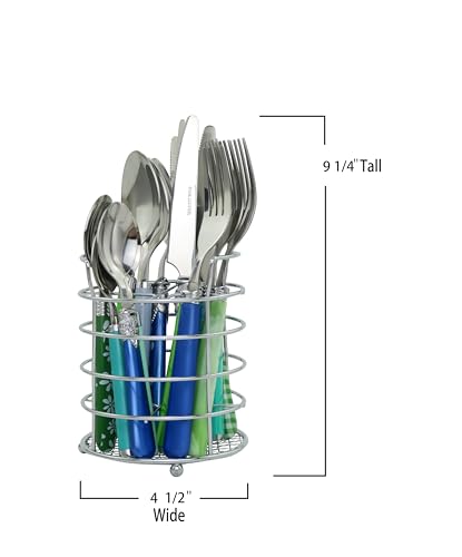The Original Brink House Eclectic Blue Green Mix & Match Stainless Steel Cutlery Set / 16 pieces with Metal Stand/Lifestyl...