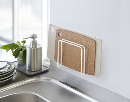 Yamazaki 3499 Suction Cutting Board Stand, White, Approx. 4.7 x 2.4 x 4.7 inches (12 x 6 x 12 cm), Plate, Cutting Board Stand