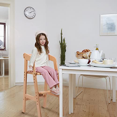 YOLEO High Chair Wooden for Toddlers Junior Childs, Sturdy Durable Dining Feeding Chair with Steps Grows with Child, Max 6...