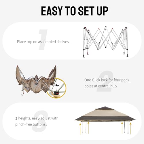 CROWN SHADES 11x11 Pop Up Gazebo, Patented One Push Outoor Canopy Tent with Wheeled STO-N-Go Cover Bag, Pop Up Canopy with...