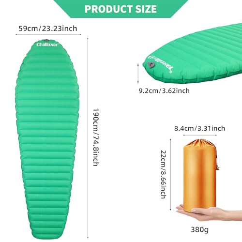 Ultralight Sleeping Pad for Camping, 74.8"x23.2" Camping Mat with Pump Sack Inflatable Sleeping Pads Compact for Camping B...