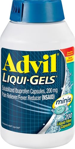 Advil Liqui-Gels minis Pain Reliever and Fever Reducer, Pain Medicine for Adults with Ibuprofen 200mg for Pain Relief - 20...