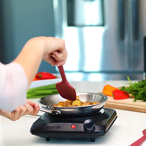 OVENTE Countertop Infrared Single Burner, 1000W Electric Hot Plate with 7” Ceramic Glass Cooktop, 5 Level Temperature Sett...