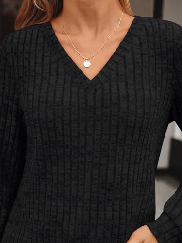 AUTOMET Womens V Neck Long Sleeve Shirt Fall Fashion Tops Tunic Dressy Casual Sweater Clothes Cute Trendy Work Outfits 2026