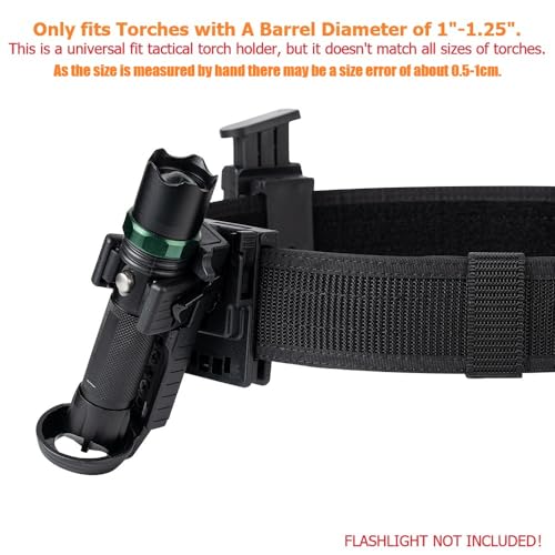 TACNEX Quick Release Flashlight Holder w/MOLLE Vest Clip Tactical Torch Holster Carrier Rotatable Light Carry Case Stand f...