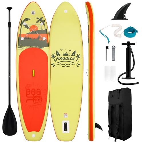 FunWater Inflatable Stand Up Paddle Board with Premium SUP Paddleboard Accessories, Anti-Slip EVA Deck, 11'/10'6'' Paddle ...