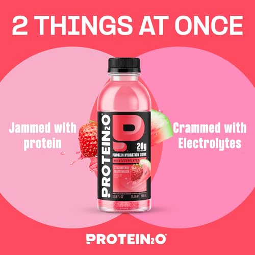 Protein2o Hydration Drink - 2-in-1 Liquid Clear Whey Protein Isolate and Electrolyte Drink - 20g Protein, Vitamins B5, B6...