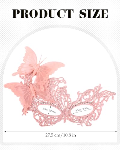 Zinniday Lace Masquerade Mask for Women - Glitter Butterfly Eyemask Elf Fairy Masks for Couples Halloween Renaissance