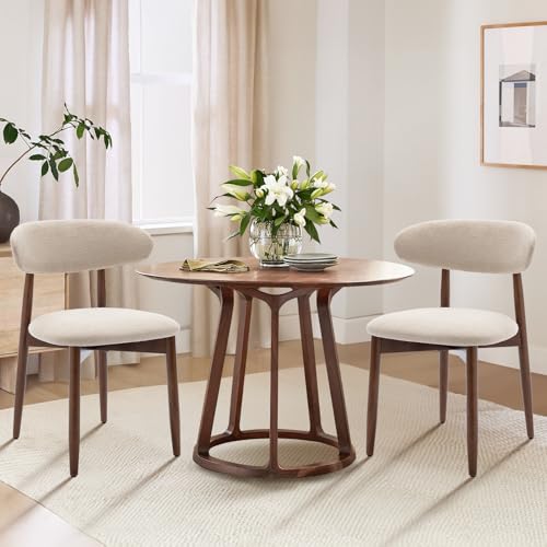 COLAMY Wooden Dining Chairs Set of 4, Modern Fabric Upholstered Kitchen Side Chairs, Farmhouse Dining Room Chair with Foot...