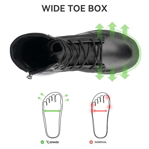 CENNID Women's Waterproof Work Tactical Boots Wide Non Slip Boots Lightweight for Side Zipper All Day Comfortable Hiking M...