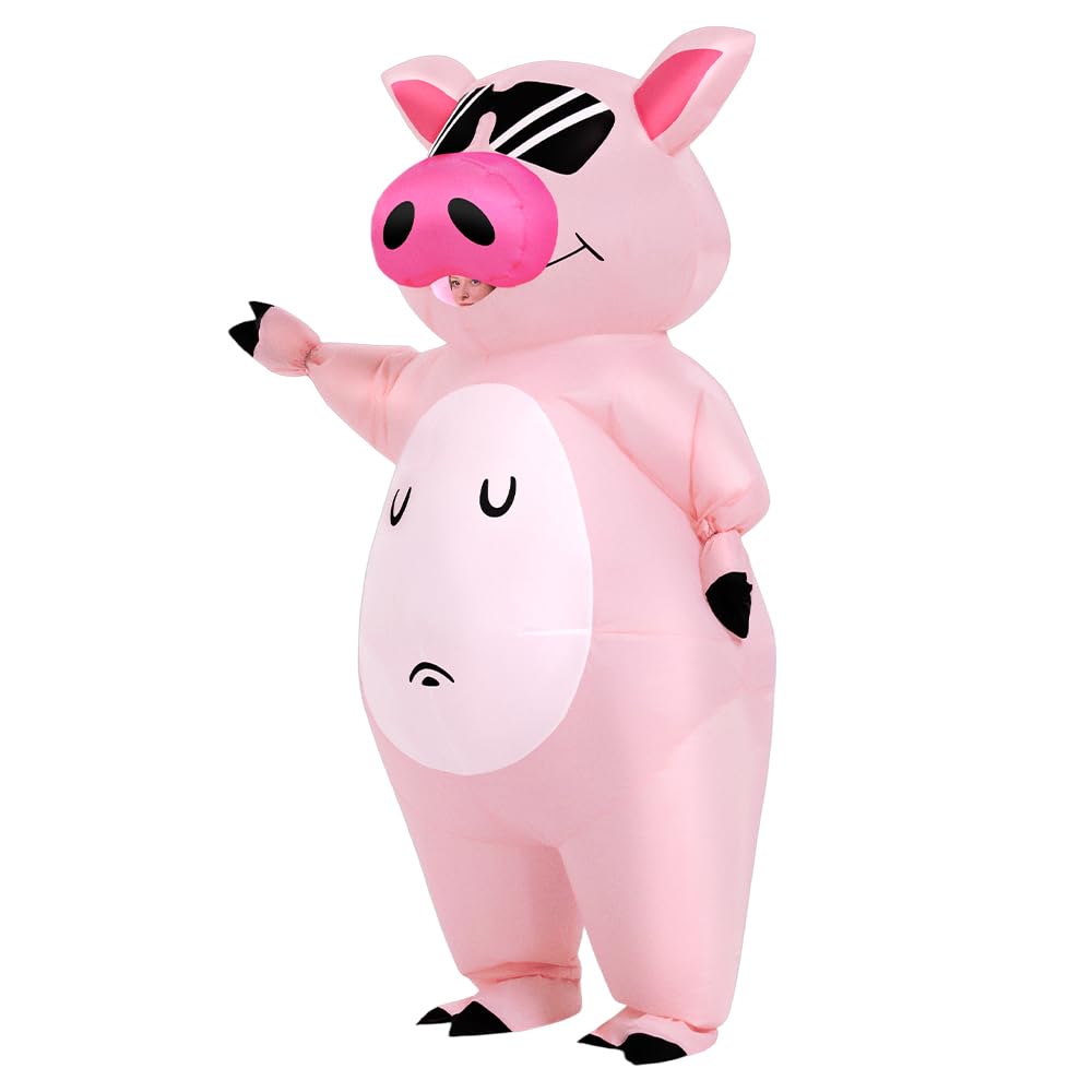 KOOY Inflatable Pig Costume, Pig Costume Adult Inflatable Costumes Adult Size Full Body Blow up Costumes for Adults Women Men Inflatables Fancy Funny Suit for Halloween Party