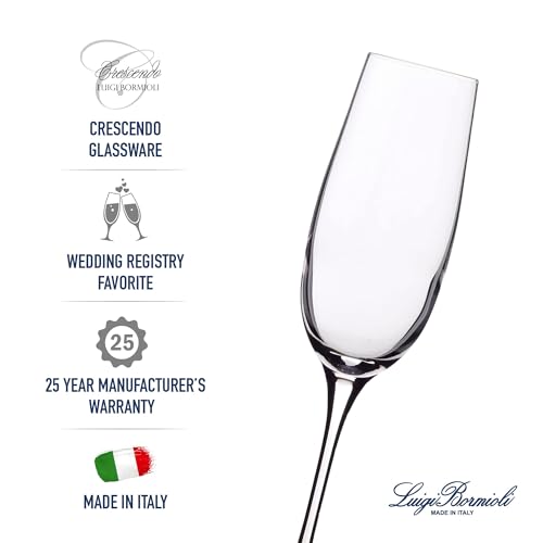 Luigi Bormioli Crescendo Champagne Flute Glasses Set of 4-8.25 Oz Stemware for Celebrations, Toasts & Dining Decor - Glass...