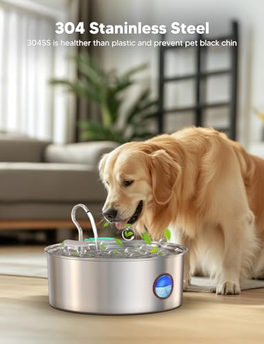 subteenmate Dog Water Fountain for Large Dogs- 270oz/8L Stainless Steel Dog Water Bowl Dispenser Automatic Pet Water Fount...