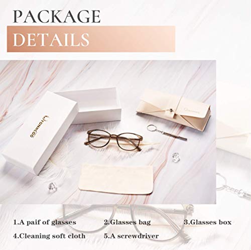 FONHCOO Blue Light Blocking Glasses Women Men TR90 Round Computer Eyeglasses (Coffee)