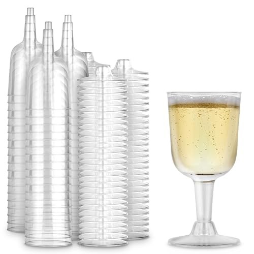 Stock Your Home 5 oz Clear Plastic Wine Glass (80 Pack) - BPA Free & Recyclable - Shatterproof Wine Goblet - Disposable & ...