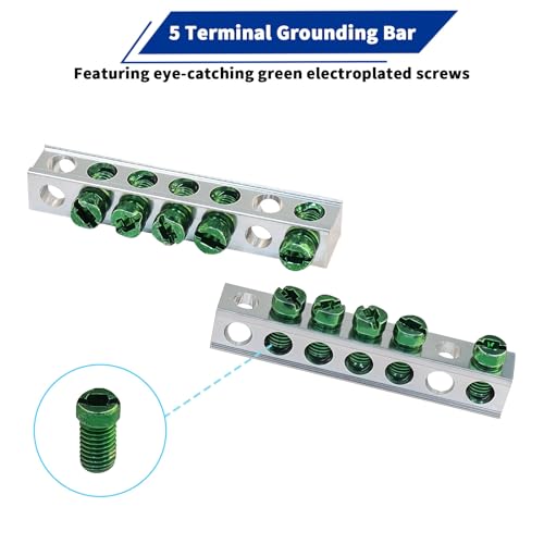 Ground Bar Kit for Eaton, 5 Terminal Grounding Bar Compatible with BR and CH Series Loadcenter 2 Pack