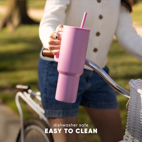 Simple Modern 40 oz Trek Tumbler with Handle and Straw Lid | Cup Holder Friendly Insulated Stainless Steel Travel Mug | Al...