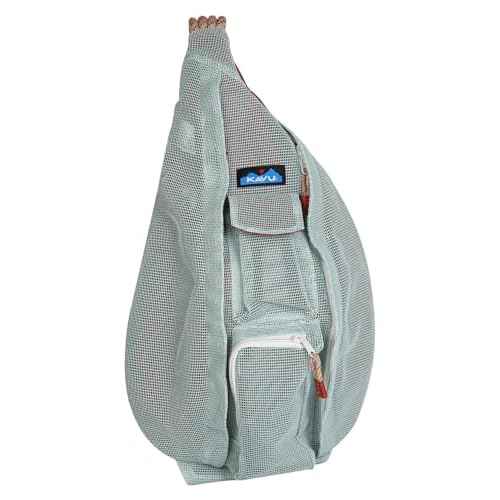 KAVU Beach Rope Bag Mesh Crossbody Sling Backpack - Cool Aqua