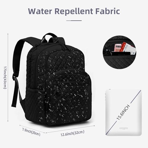 RosaRubus Backpack for Women,College Backpack,Quilted Casual Daypack,Waterproof Bookbag for 17Inch Laptop