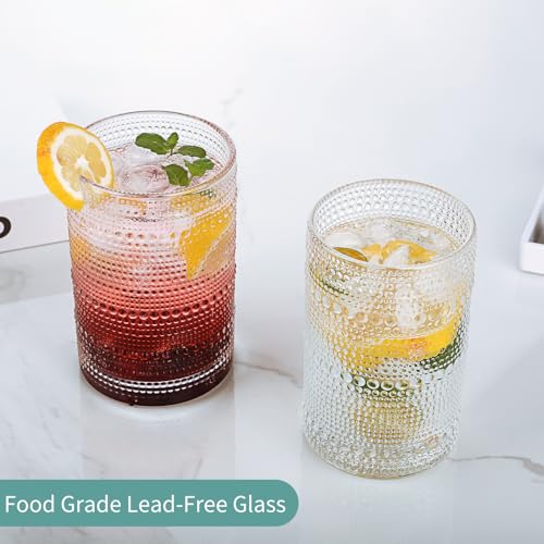 Salpae Hobnail Drinking Glasses Set of 6, 16 Oz Vintage Embossed Glass Cup Kitchen Glassware Water Tumblers for Cocktails,...