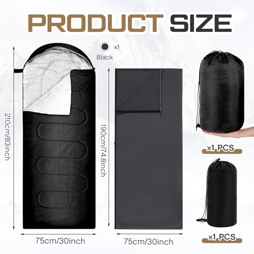 Tranqun 2 Pcs Winter Sleeping Bags for Adults with Fleece Cotton Liner, Warm Portable Waterproof Lightweight with Compress...