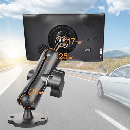 VAUBORTTI Aluminum GPS Mount with [17mm to 25mm Dual Ball Adapter], Fits Garmin GPS & Phone Holder, Replacement for Suctio...