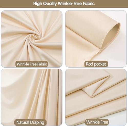 10x10ft Wrinkle Free Backdrop Curtain for Parties Soft Fabric Drapes Wedding Cream Curtain Backdrop for Birthday Party Dec...