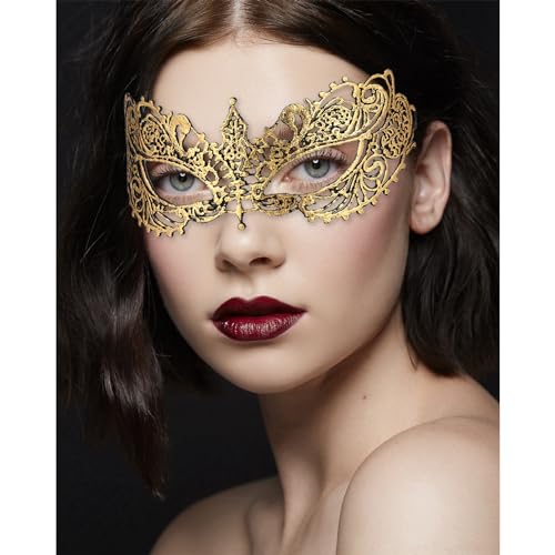 Wullina Masquerade Mask 4Pcs Mysterious Lace Black Gold Silver Masquerade Masks for Women Men Couples Prom Costumes