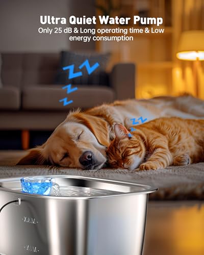 Stainless Steel Dog Water Fountain,3 Gallon Large Pet Water Fountains for Dogs and Cats, 12L /422oz Dog Water Bowl Dispens...