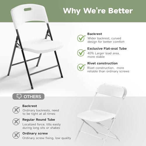 Ortus Collective 6FT Folding Table Set with 4 Folding Chairs, Heavy Duty 330 lbs Table & 600 lbs Chairs, Portable Folding ...