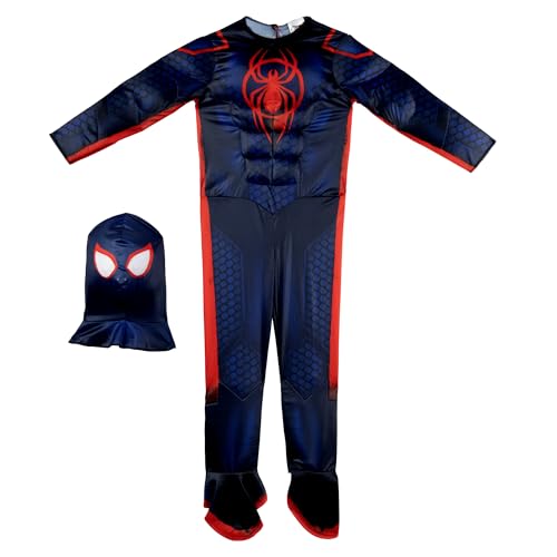 Marvel Integrated Spider-Man Official Youth Deluxe Zentai Costume - Stretch Spandex with Hidden Zippers and Wrist Slits (M) Blue