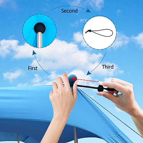 BRONOM Beach Canopy Beach Tent Sun Shelter 7.5X7.5 FT Beach Shade Canopy UPF50+ Sun Protection Windproof Ropes Carry Bag E...