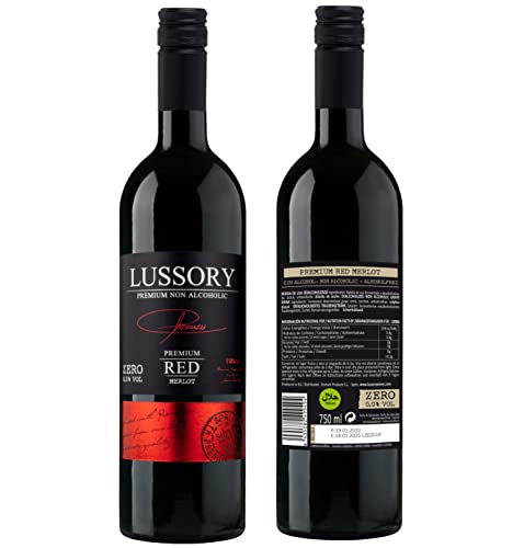 Lussory Premium Merlot Alcohol Removed 0.0% Dealcoholized Red Non Alcoholic Wine From Spain, Low Calories, Low Sugar, Hala...