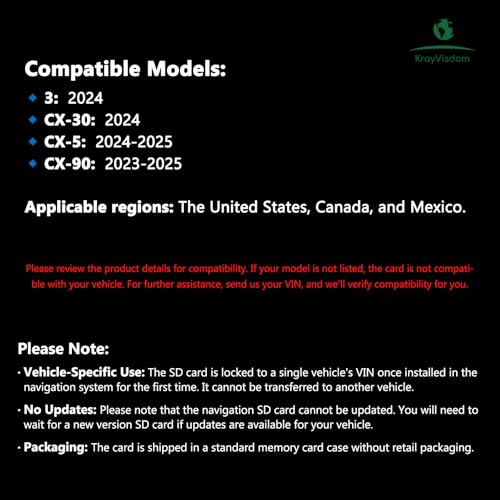 Updated Navigation SD Card | GPS Map Card Compatible with CX 5(2024-2025), CX 30/3(2024), CX 90(2023-2025) | USA/CAN/MEX Maps