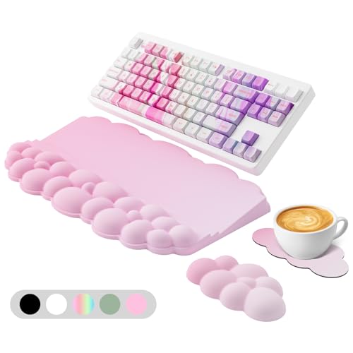 Wrist Rest with Keyboard Stand, Ergonomic Computer Wrist Support Pad, Cloud Keyboard Riser Holder with Wrist Pad, Memory F...