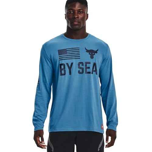 Under Armour x Project Rock Men's Long Sleeve Graphic Shirt, Chicago Blue/Petrol Blue, X-Large
